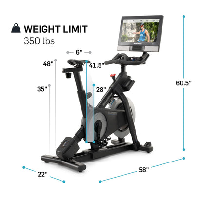 Commercial Series S22I; Ifit-Enabled Indoor Exercise Bike with 22” Pivoting Touchscreen and Incline/Decline Functionality