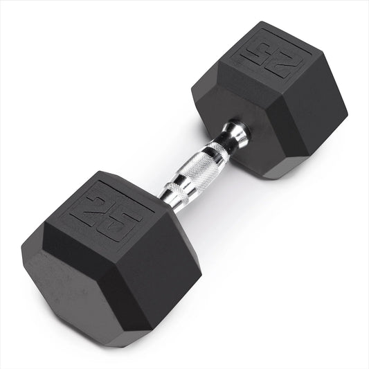 25 Lb Rubber Hex Dumbbell (Single)